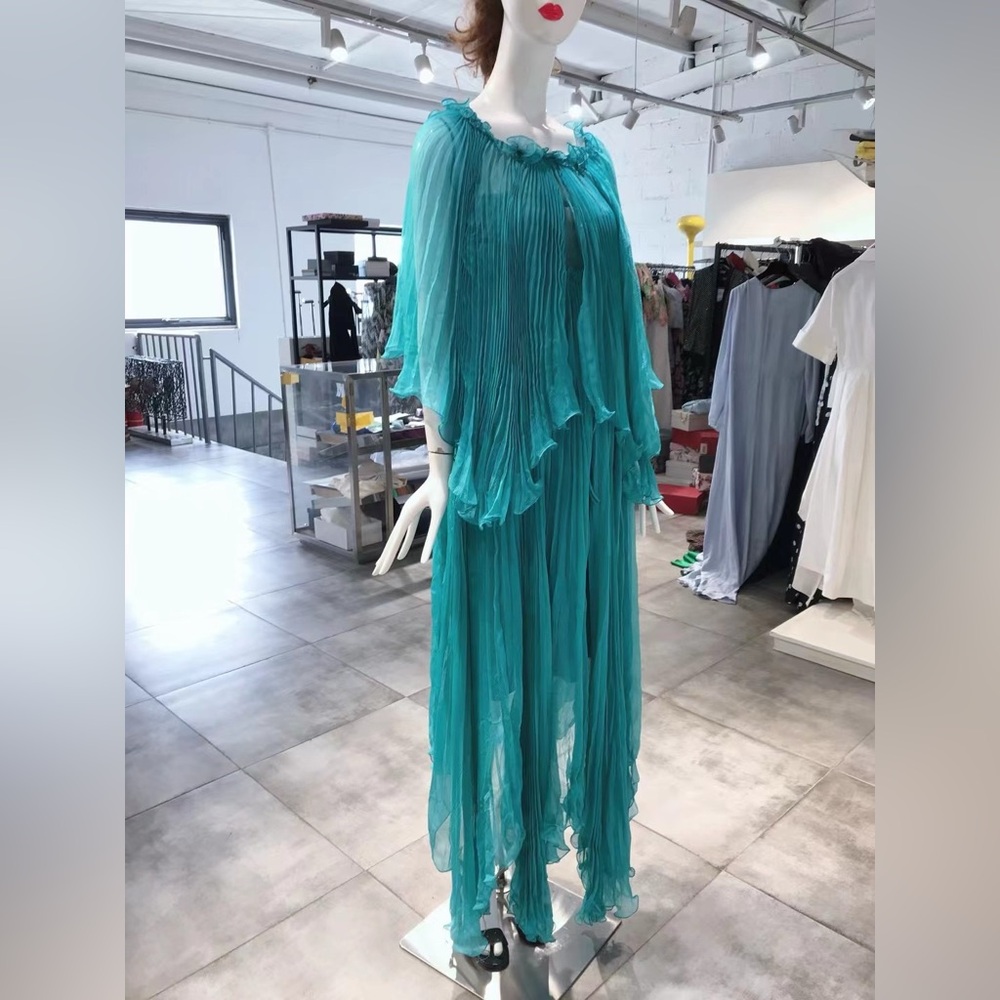 US 4 ALBERTA FERRETTI Romantic Blue Maxi Dress NWT - Picture 10 of 10